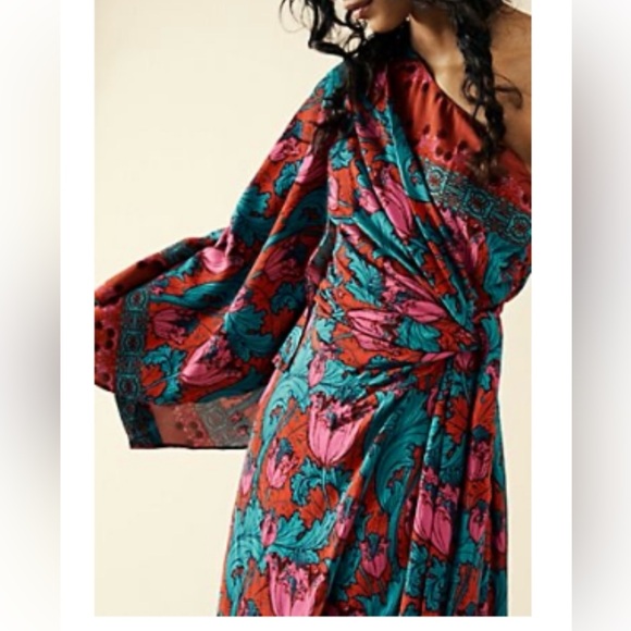 Free People Pardon my French Maxi -Pink and Teal Floral Dress - Picture 1 of 8